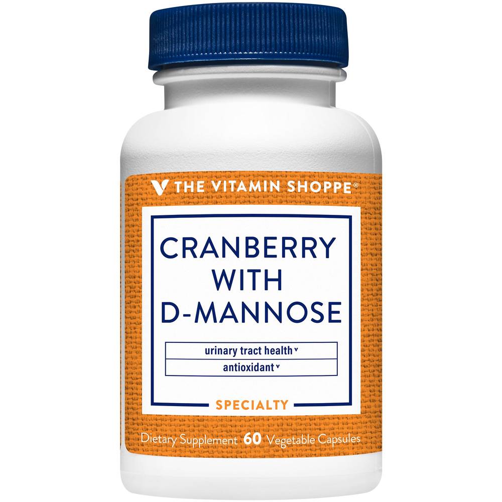 The Vitamin Shoppe D Mannose Antioxidant Support For Urinary Tract Health Vegetarian Capsules, Cranberry (60 ct)