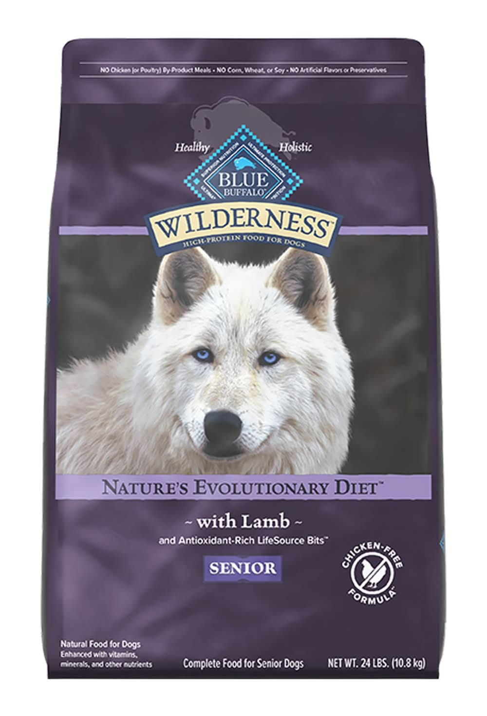 Blue Buffalo Wilderness High Protein, Lamb Senior Dry Dog Food, Chicken-Free (Size: 24 Lb)
