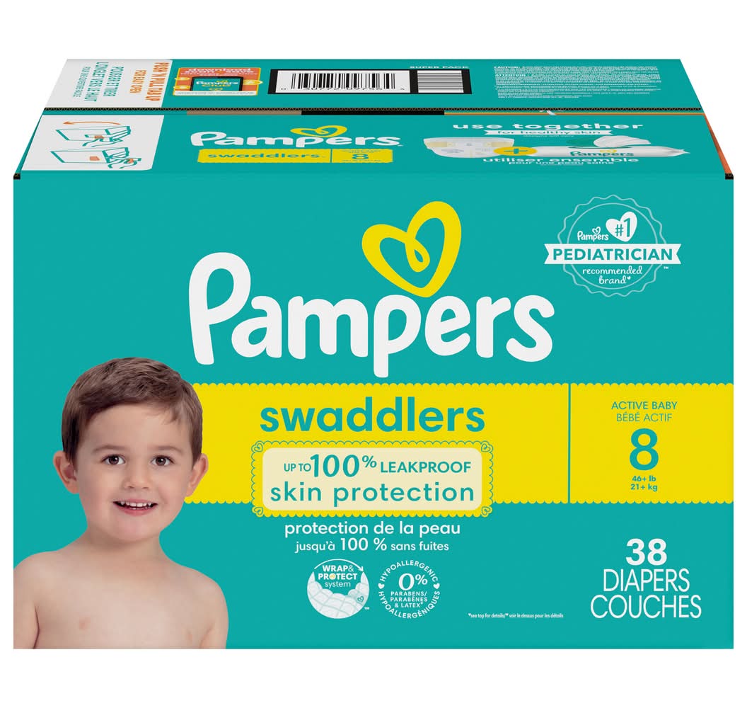 Pampers Swaddlers Active Baby Disposable Diapers 46 Lbs, 8 (38 ct)