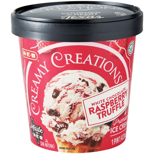 H-E-B · Helado con frambuesa, chocolate blanco (473 ml)