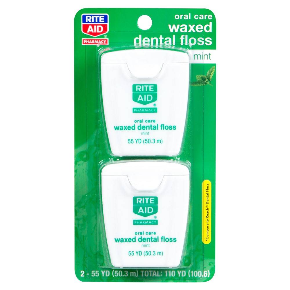 Rite Aid Oral Care Waxed Dental Floss Mint 55 yd (2 ct)