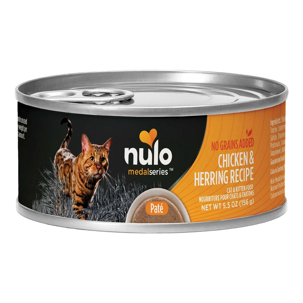 Nulo MedalSeries  All Life stages Wet Cat Food - Grain Free, No Corn, Wheat & Soy, 5.5 Oz. (Flavor: Chicken & Herring, Color: Assorted, Size: 5.5 Oz)