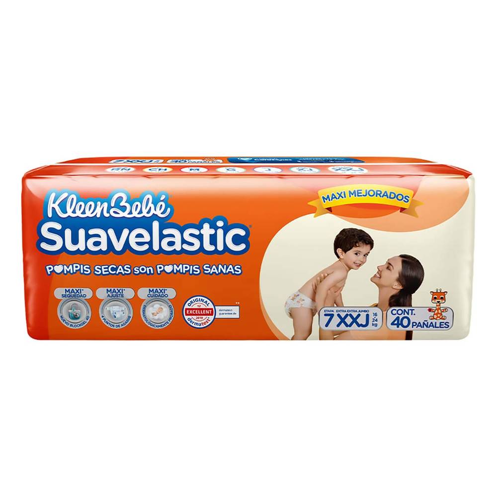 KleenBebé · Suavelastic pañales desechables xxj, Etapa 7 (40 un)