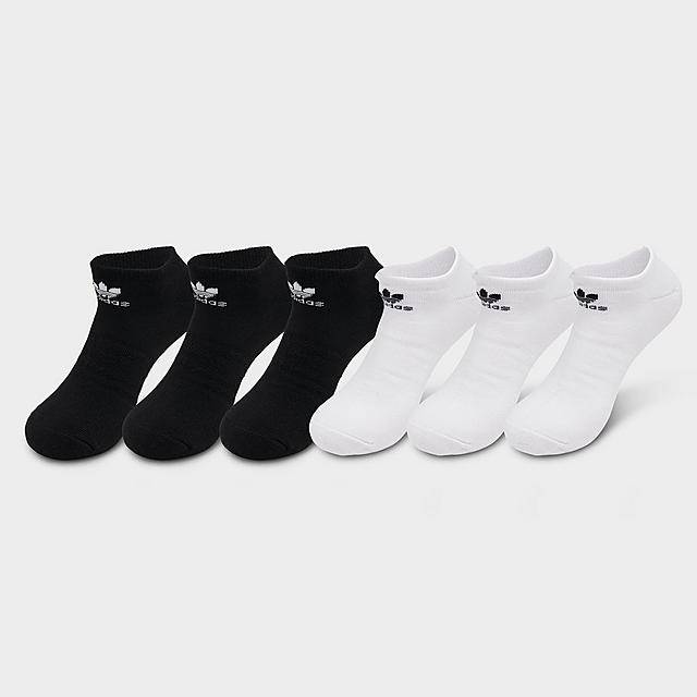 Adidas Trefoil No-Show Socks, Large, Black - White (6 ct)