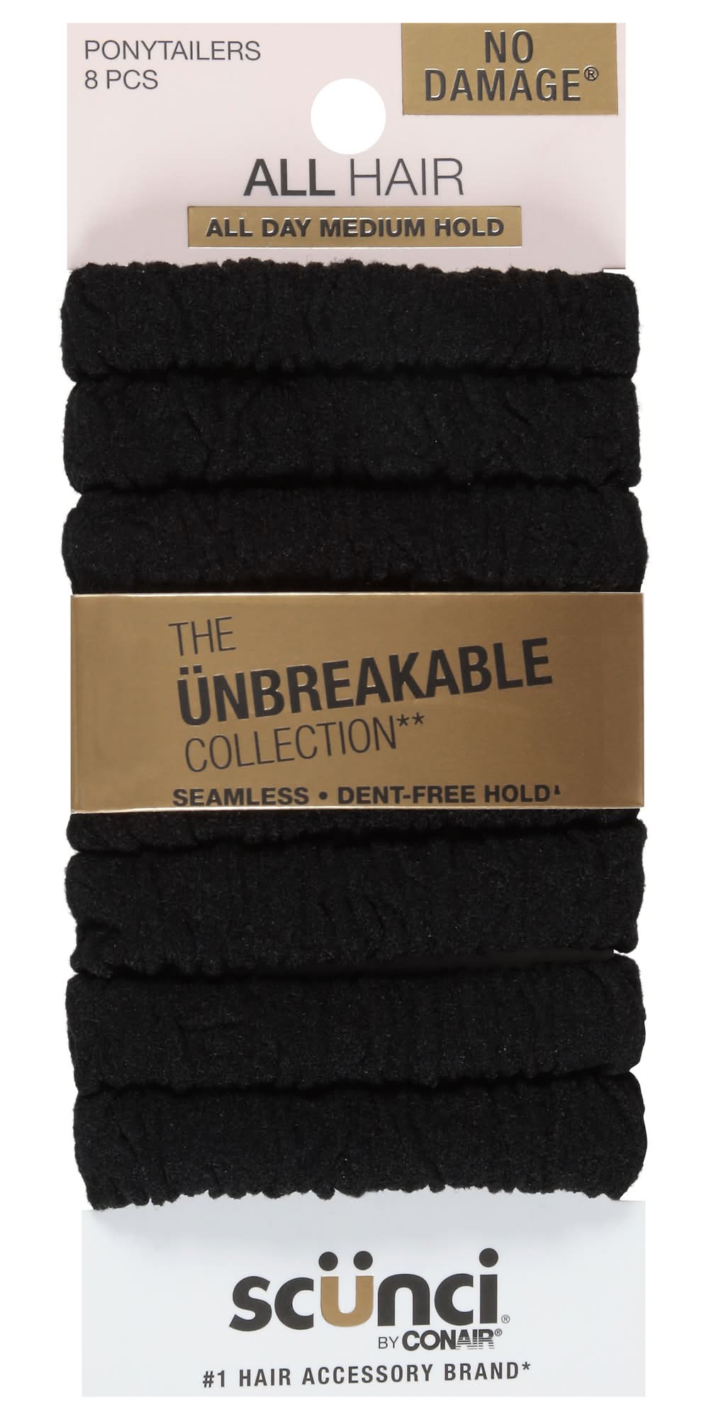 Conair Ponytailers For All Hair Scunci, Black (8 ct)