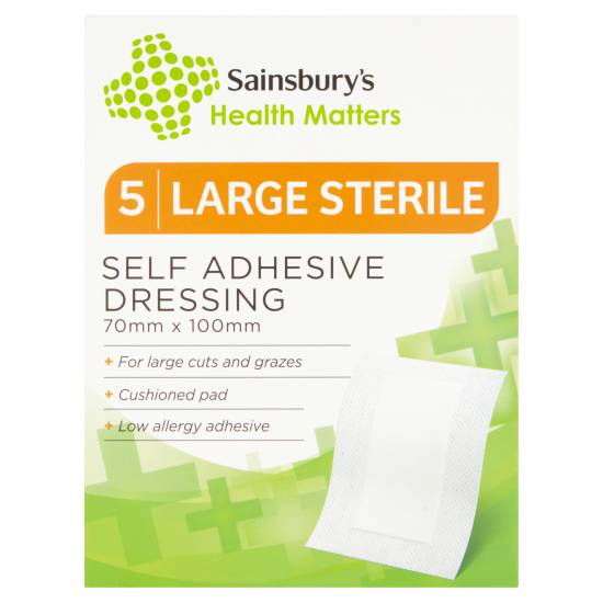 Sainsbury's 70 mm x 100 mm, Health Matters Large Sterile Self Adhesive Dressing (5 pack)