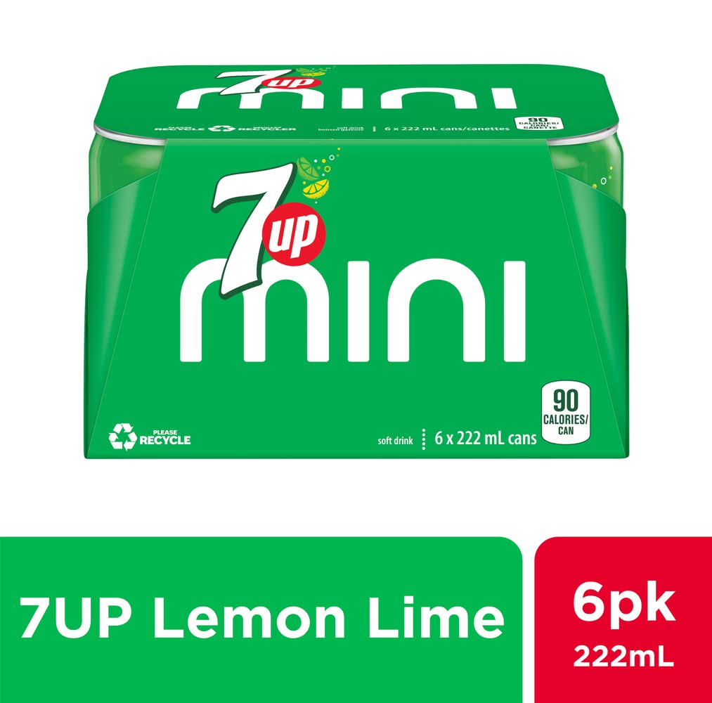 7UP Mini Soft Drink, Lemon Lime (6 x 222 ml)