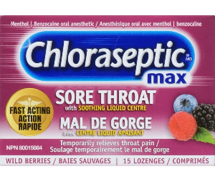 Chloraseptic Sore Throat Lozenges, Max Wild Berry (20 g)