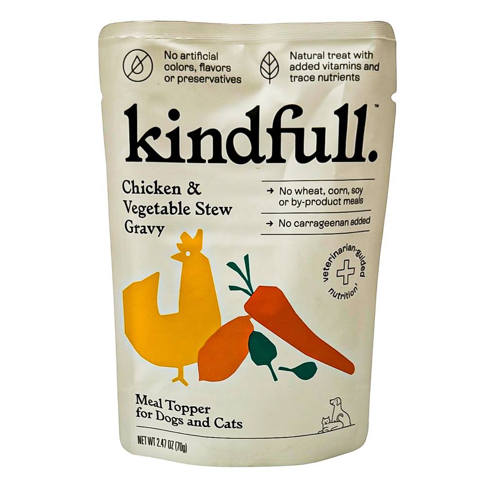 Meal Enhancer Topper Puree Wet Dog & Cat Treat with Chicken and Vegetable Stew - 2.47oz - Kindfull™