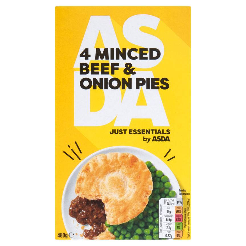 ASDA Just Essentials Minced Beef & Onion Pies (4 pack)