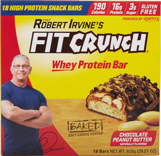Fit Crunch Chocolate Peanut Butter Whey Protein Bars (18 bars)