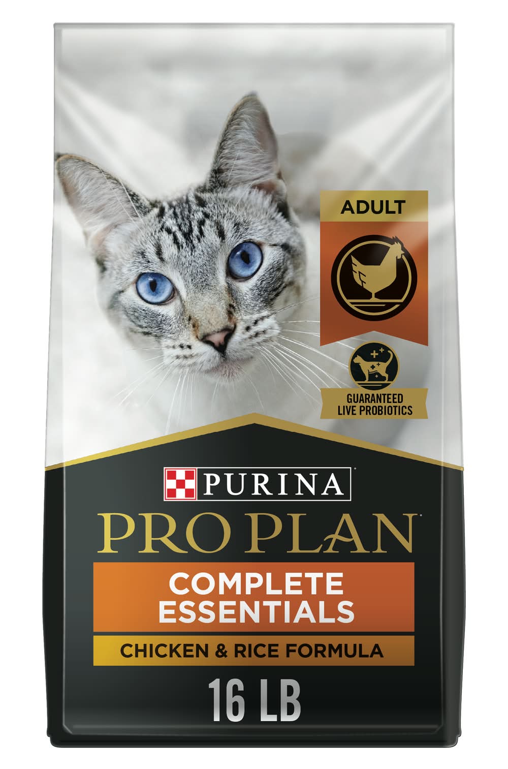 Purina Pro Plan Complete Essentials Dry Cat Food, Chicken & Rice Formula, Adult (16 lbs)