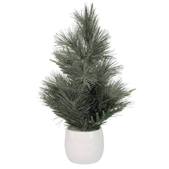 18" Pine Tree In White Pot By Ashland