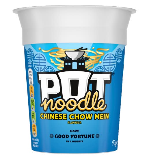 Pot Noodle Chinese Chow Mein, Standard Cup Noodles (90g)
