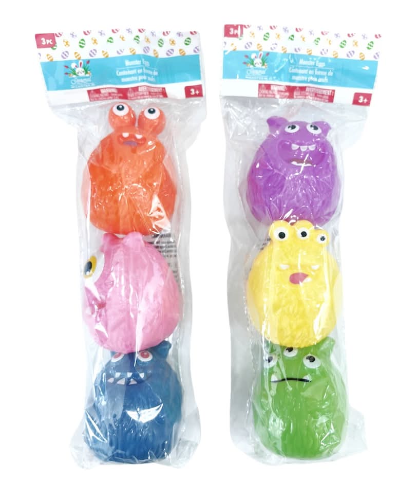 Seasonal Collection Monster Easter Eggs, Assorted Colors, 3-pc Pack.