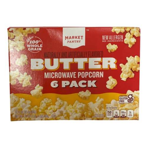 Market Pantry Microwave Popcorn, Butter (2.9 oz, 6 ct)