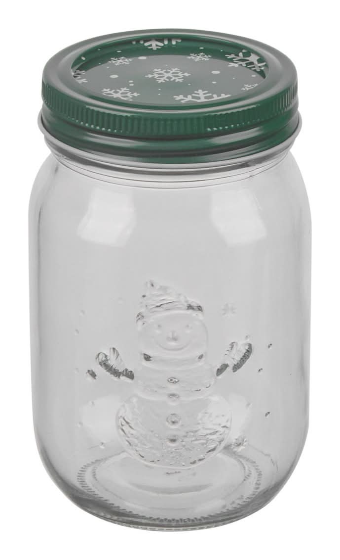 Christmas Embossed Pint Jar Assorted