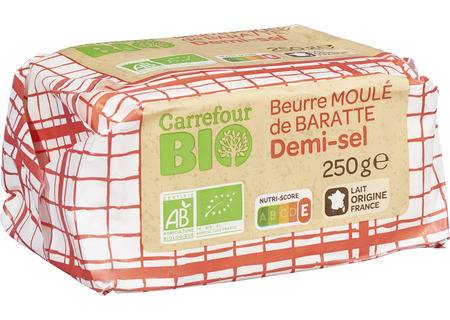 Beurre Demi-sel Bio Moulé de Baratte CARREFOUR BIO - la plaquette de 250g