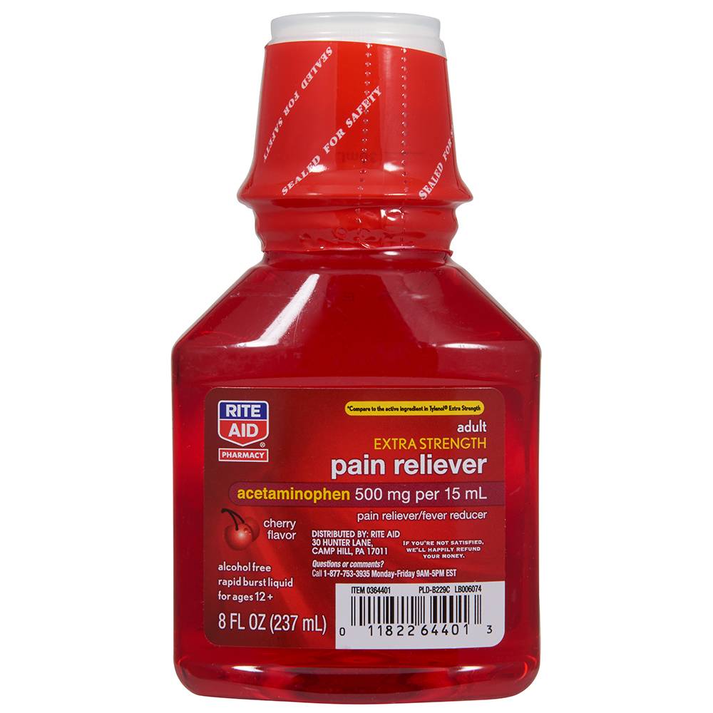 Rite Aid Adult Extra Strength Pain Reliever 500mg, Cherry (8 fl oz)