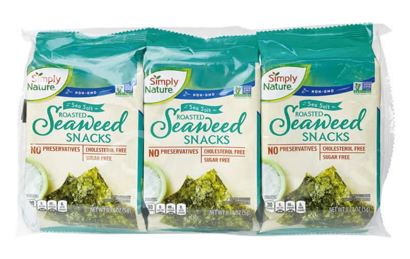 Simply Nature Sugar Free Roasted Seaweed Snacks, Sea Salt (3 x 0.17 oz)