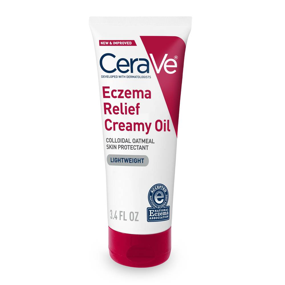 Cerave Eczema Relief Creamy Oil, Lightweight Body Moisturizing Lotion for Eczema Skin with Colloidal Oatmeal, 3.4 oz