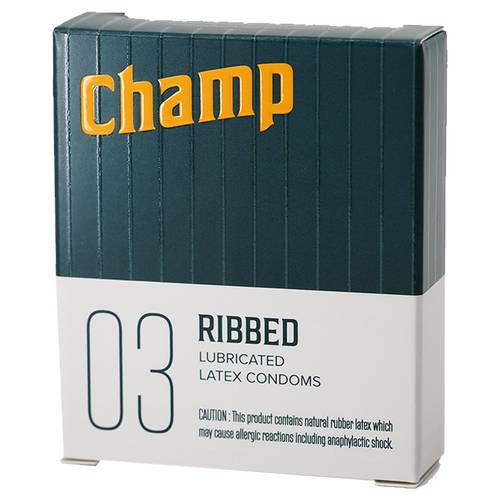 Champ Ribbed Condoms 3ct