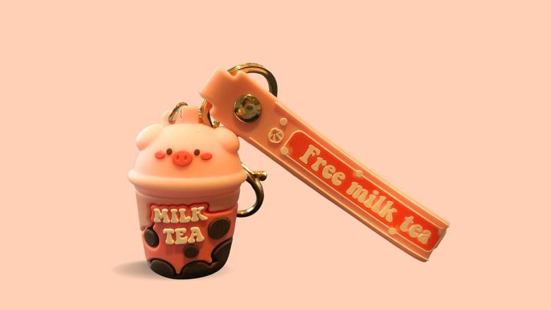 Pearl Milk Tea-Pink Piggy Keychain