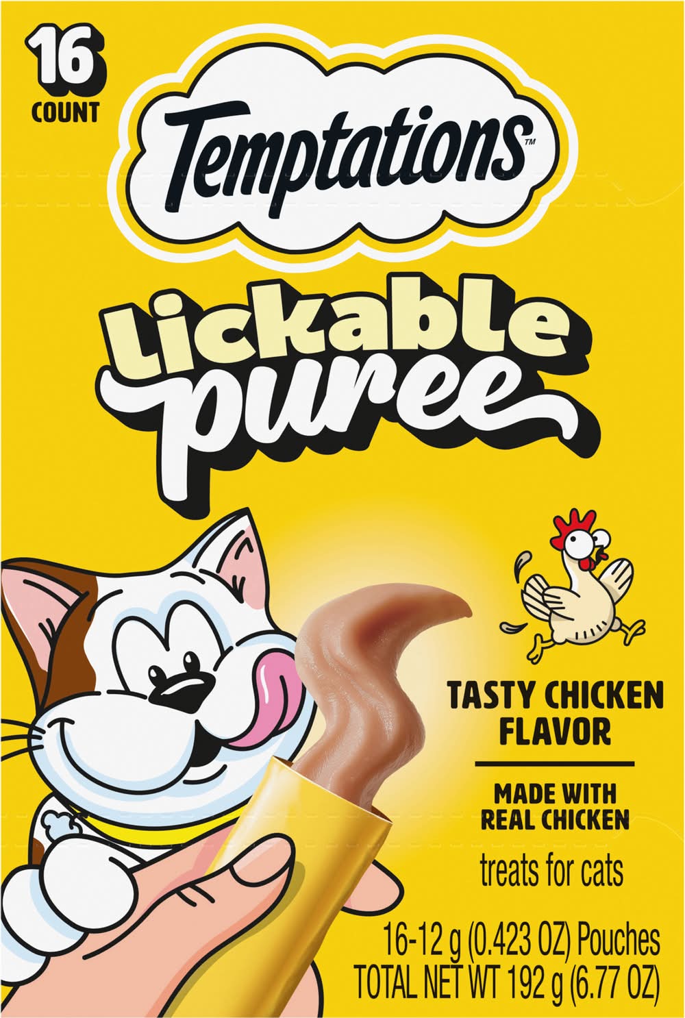 Temptations Lickable Puree Treats For Cats, Tasty Chicken (16 x 0.42 oz)