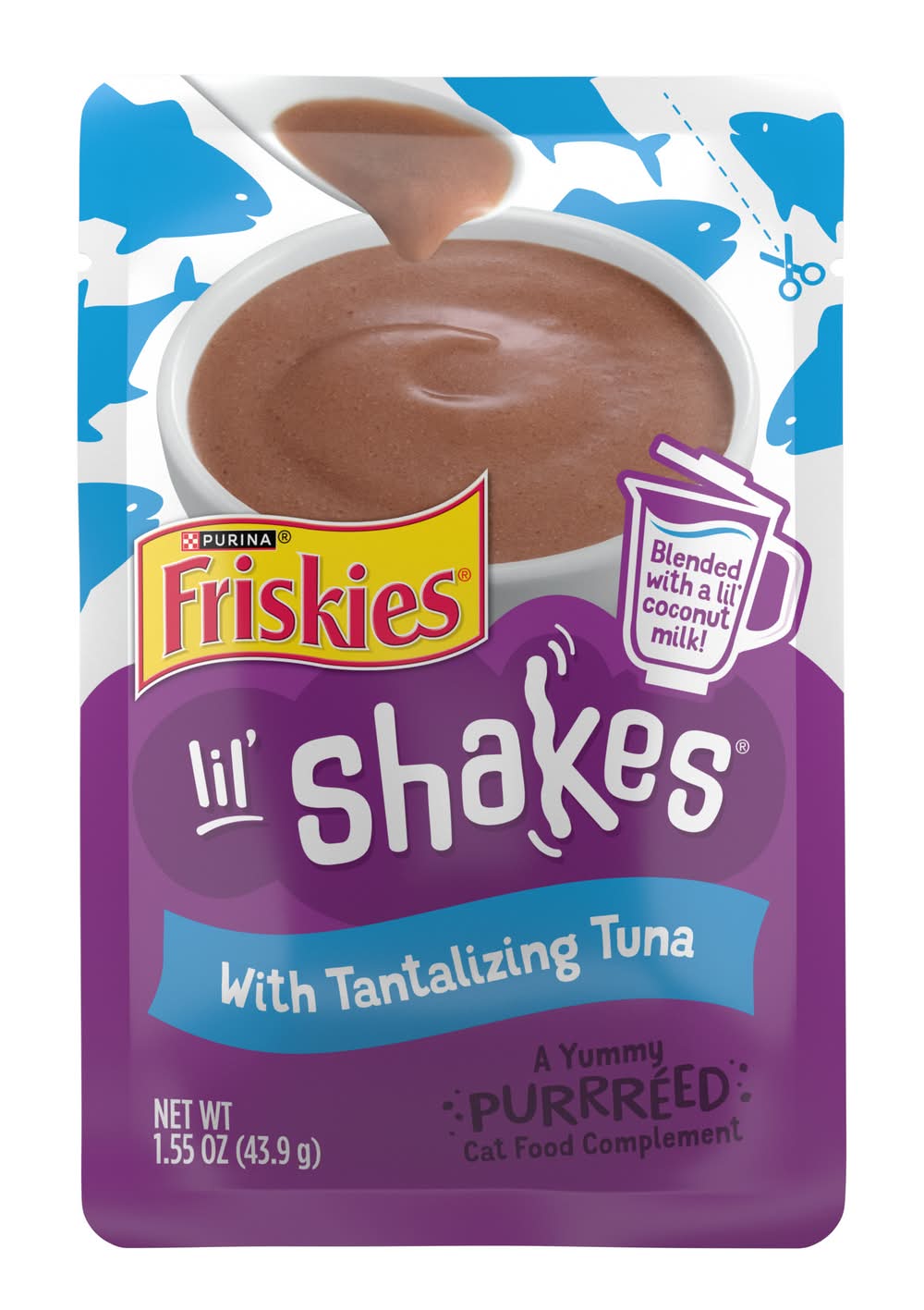 Purina Friskies Lil' Shakes With Tantalizing Tuna Puree Lickable Topper Wet Cat Food (1.55 oz)