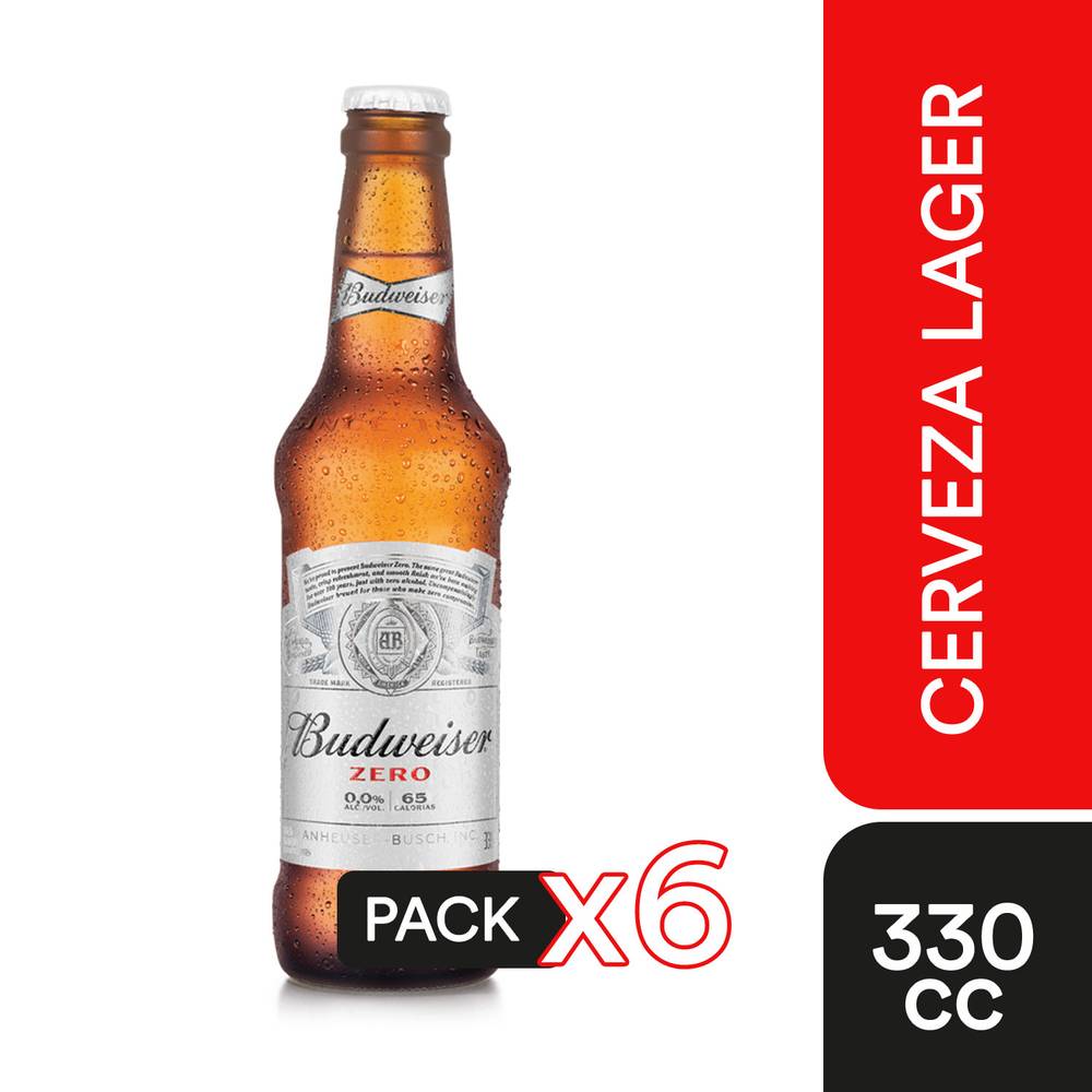 Budweiser cerveza sin alcohol (6 pack, 330 ml)