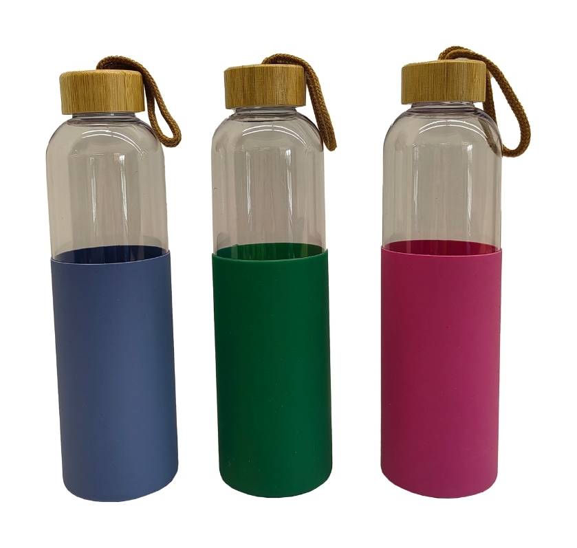 Sleeves and Bamboo Lids Water Bottles, 9.7 in, Assorted (3 ct)
