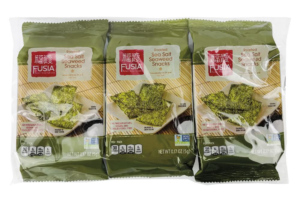 Fusia Roasted Seaweed Snacks, Sea Salt (3 x 0.17 oz)