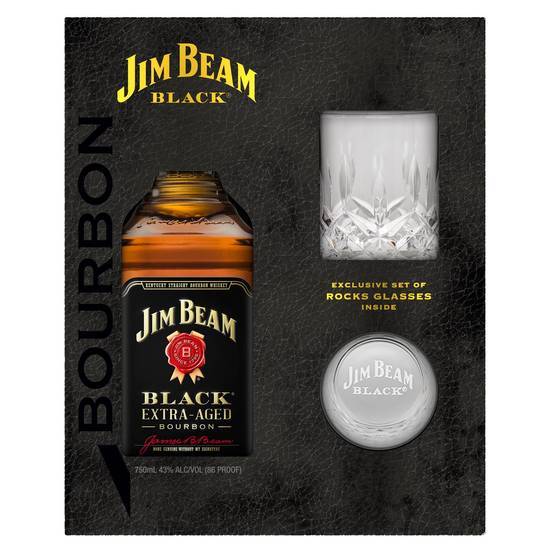 Jim Beam Black Gift Set (750ml bottle)
