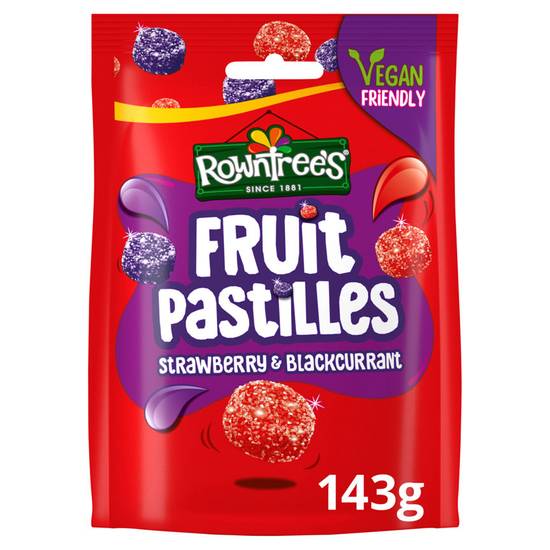 Rowntree's Fruit Pastilles Vegan Friendly Strawberry & Blackcurrant Sharing Bag 143g