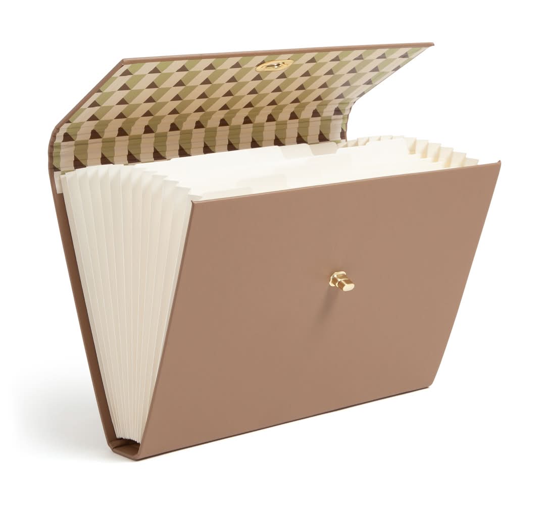 Les Produits U Recycled Pleather Expandable File, Light Brown
