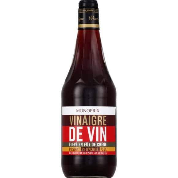 Monoprix Vinaigre De Vin Élevé En Fût De Chêne, Puissant, 7% D'Acidité La Bouteille De 75Cl