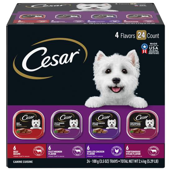 Cesar Classic Loaf in Sauce 4 Flavors Canine Cuisine (24 ct)