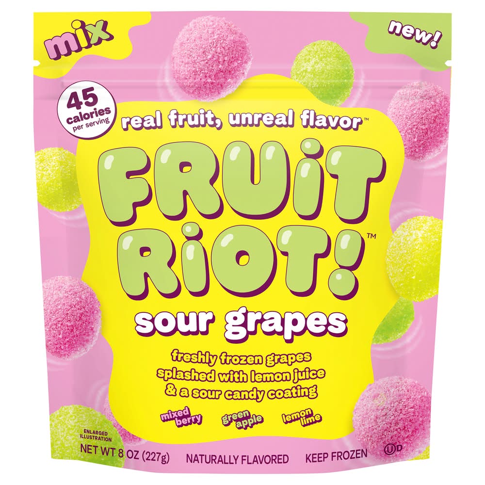 Fruit Riot! Frozen Sour Mixed Candy, Mixed Berry-Lemon Lime-Green Apple (8 oz)