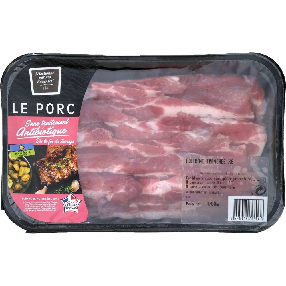 Carrefour - -Poitrine de porc tranchée ( 6 pièce )