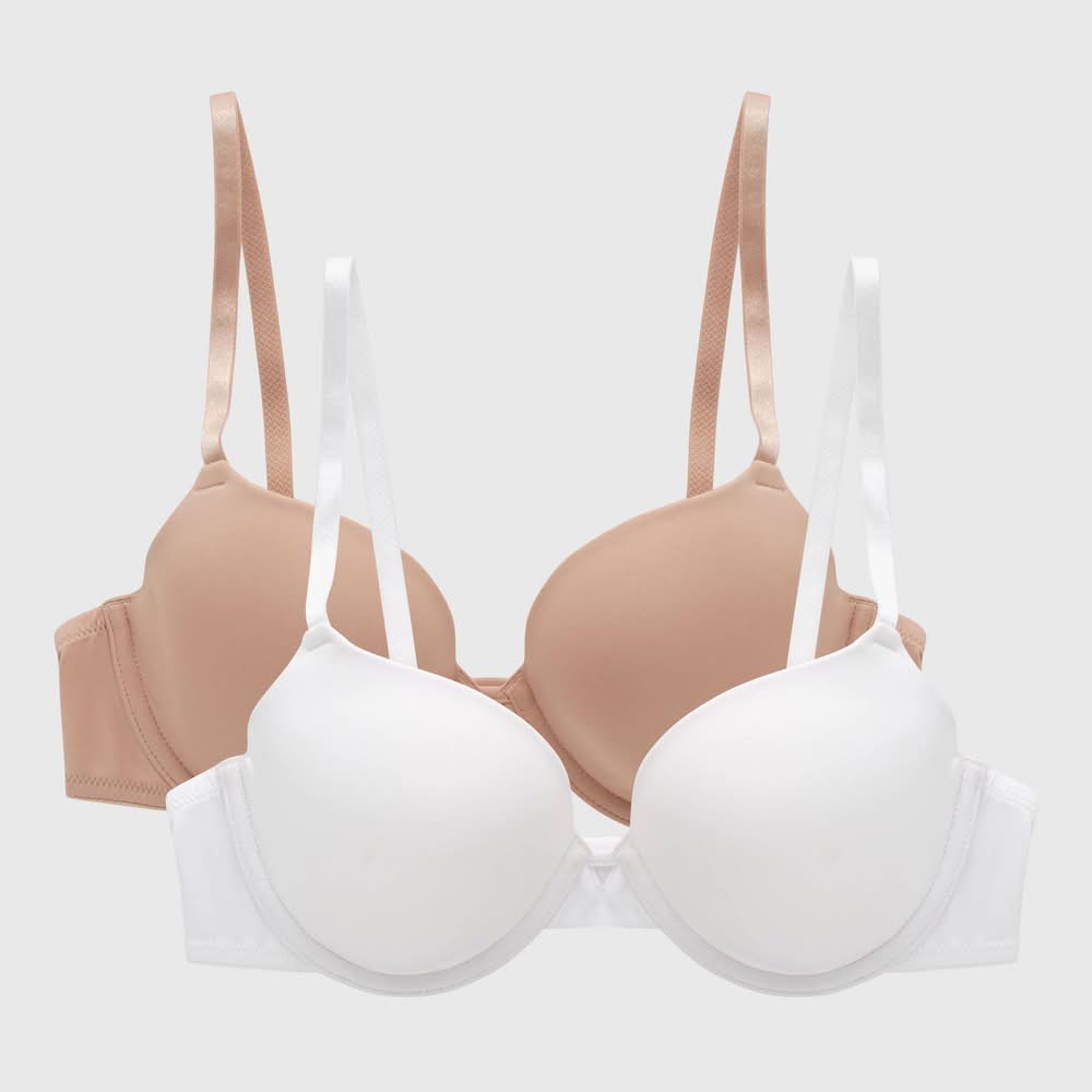 Maidenform Modern Demi Underwire T-Shirt Bra Mbt841, Women, 36B, White-Almond (2 ct)