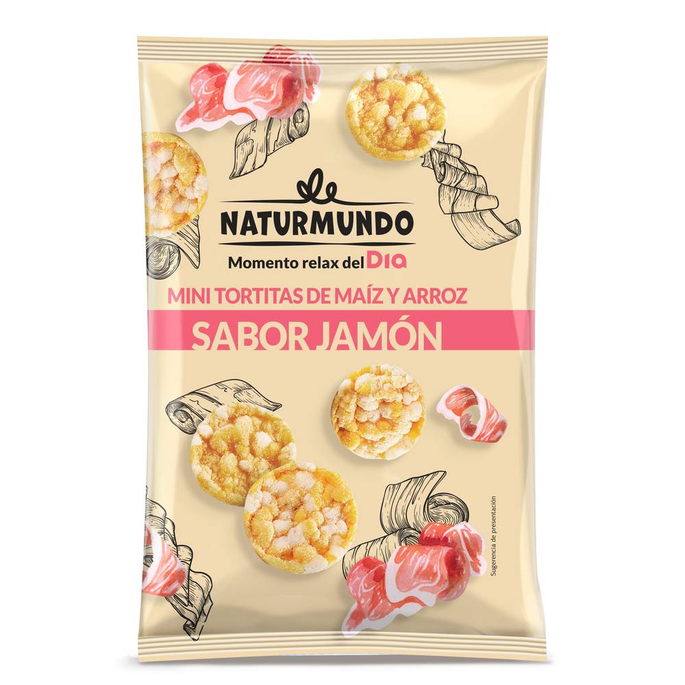 Mini Tortitas De Maíz Y Arroz Sabor Jamón Naturmundo De Dia Bolsa 75 G