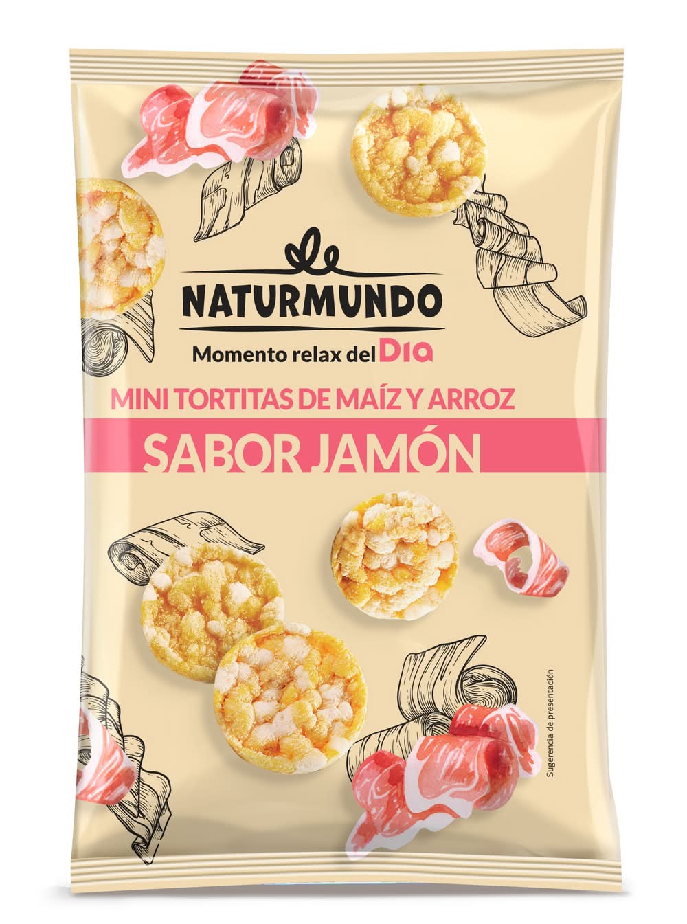 Mini Tortitas De Maíz Y Arroz Sabor Jamón Naturmundo De Dia Bolsa 75 G