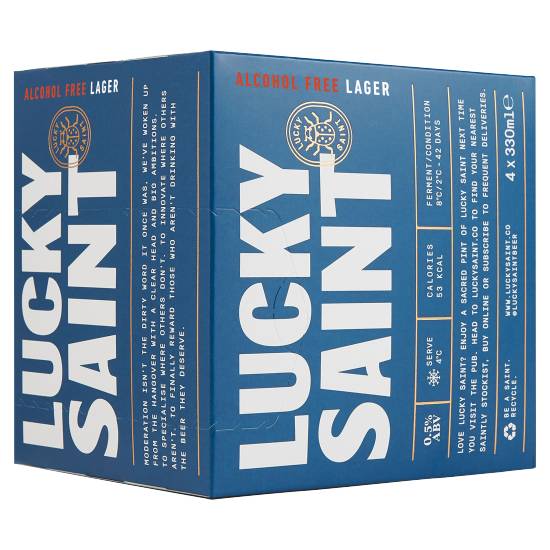Lucky Saint Alcohol Free Lager (4 ct, 330ml)