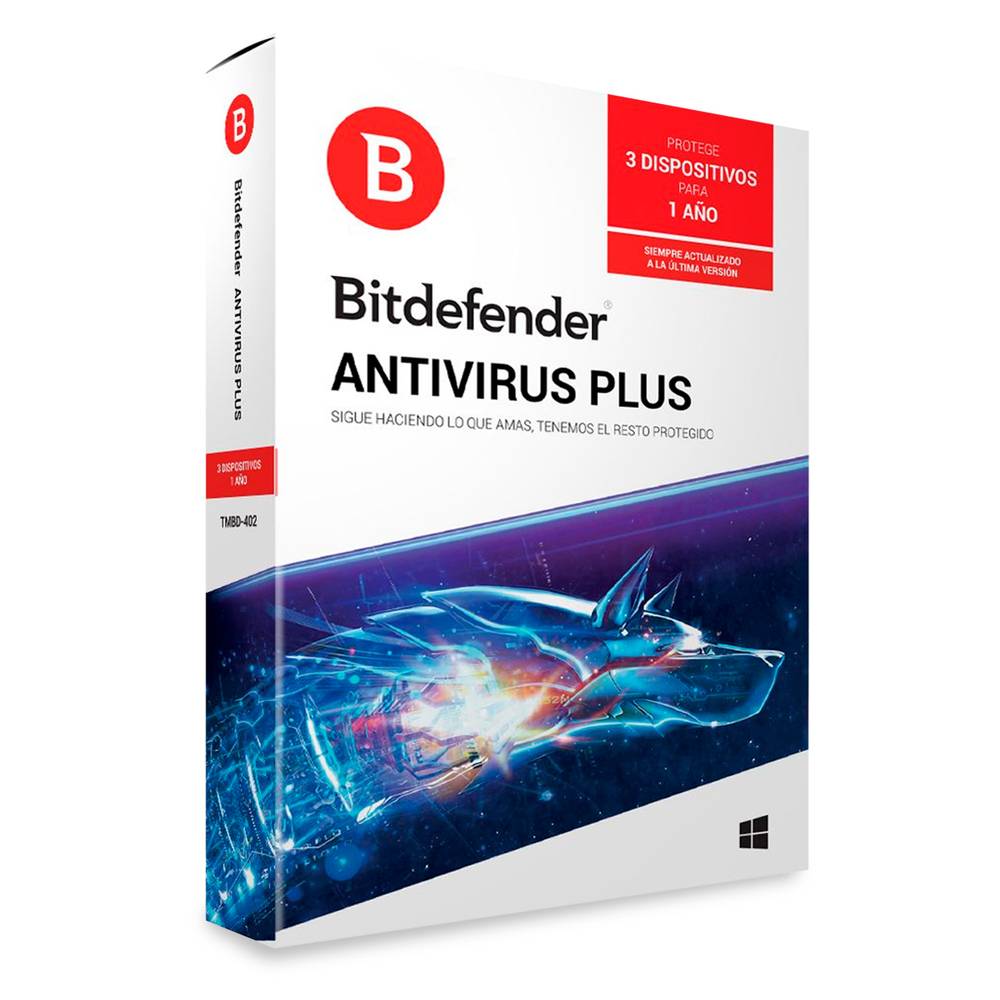 Bitdefender antivirus plus 3 usuarios (caja 1 pieza)