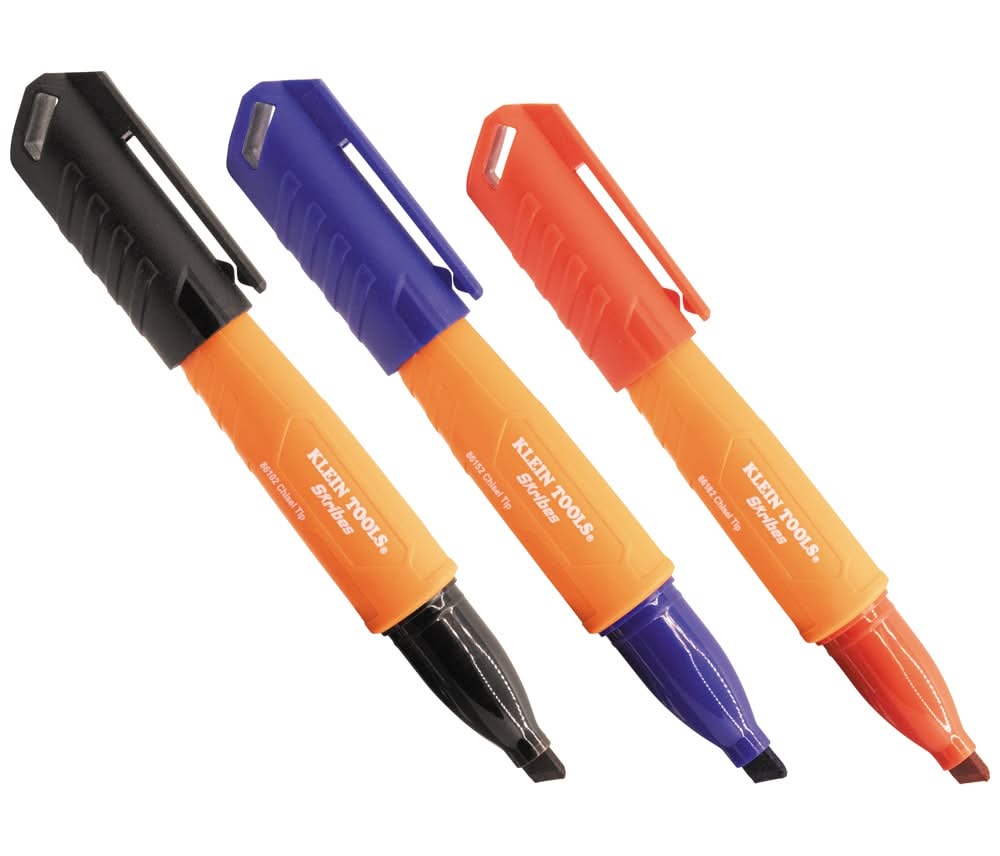Klein Tools Skribes Chisel Tip Permanent Markers, Multi-Color, 3-Piece