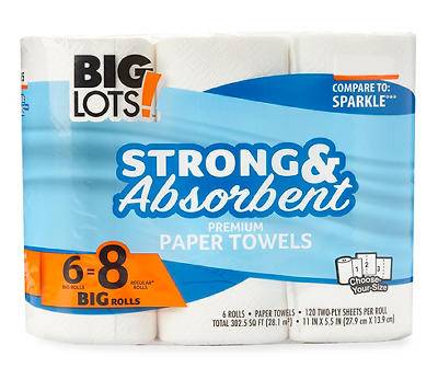 Big Lots Strong & Absorbent Paper Towels (6 ct) (27.9 x 13.9 cm)