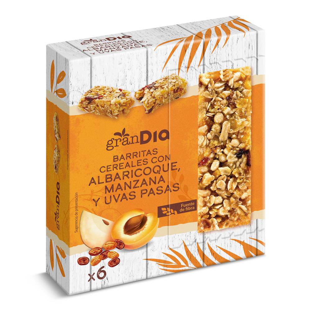 Barritas De Cereales Con Albaricoque, Manzana Y Uvas Pasas Gran Dia Caja 150 G