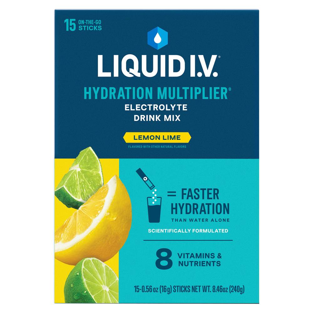 Liquid I.v. Hydration Multiplier Lemon Lime Electrolyte Powder Drink Mix (15 ct, 0.56 oz)