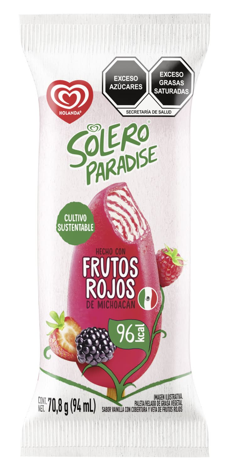 Holanda · Solero paradise paleta de frutos rojos, vainilla (94 ml)