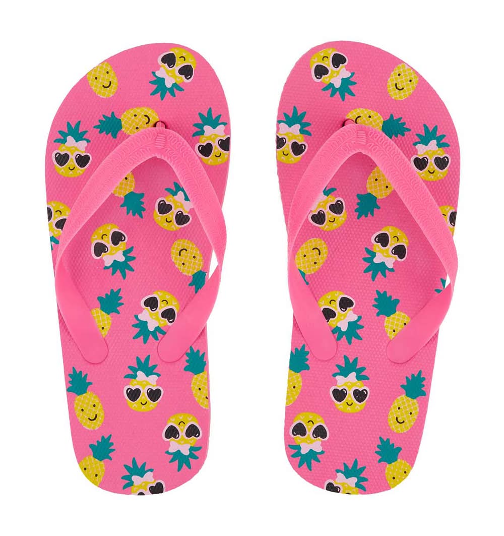 Summer Girls Pineapple Printed Flip Flops Large